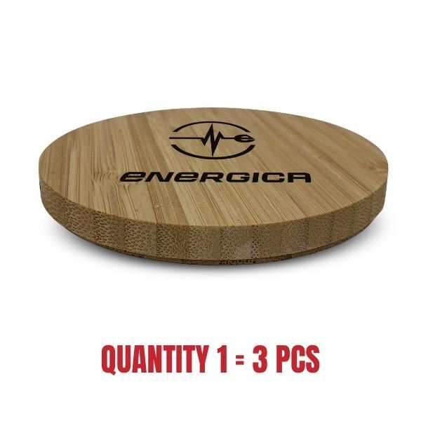 Wireless charger for smartphone in bamboo with Energica Logo. 
Minimum batch: 3 pieces