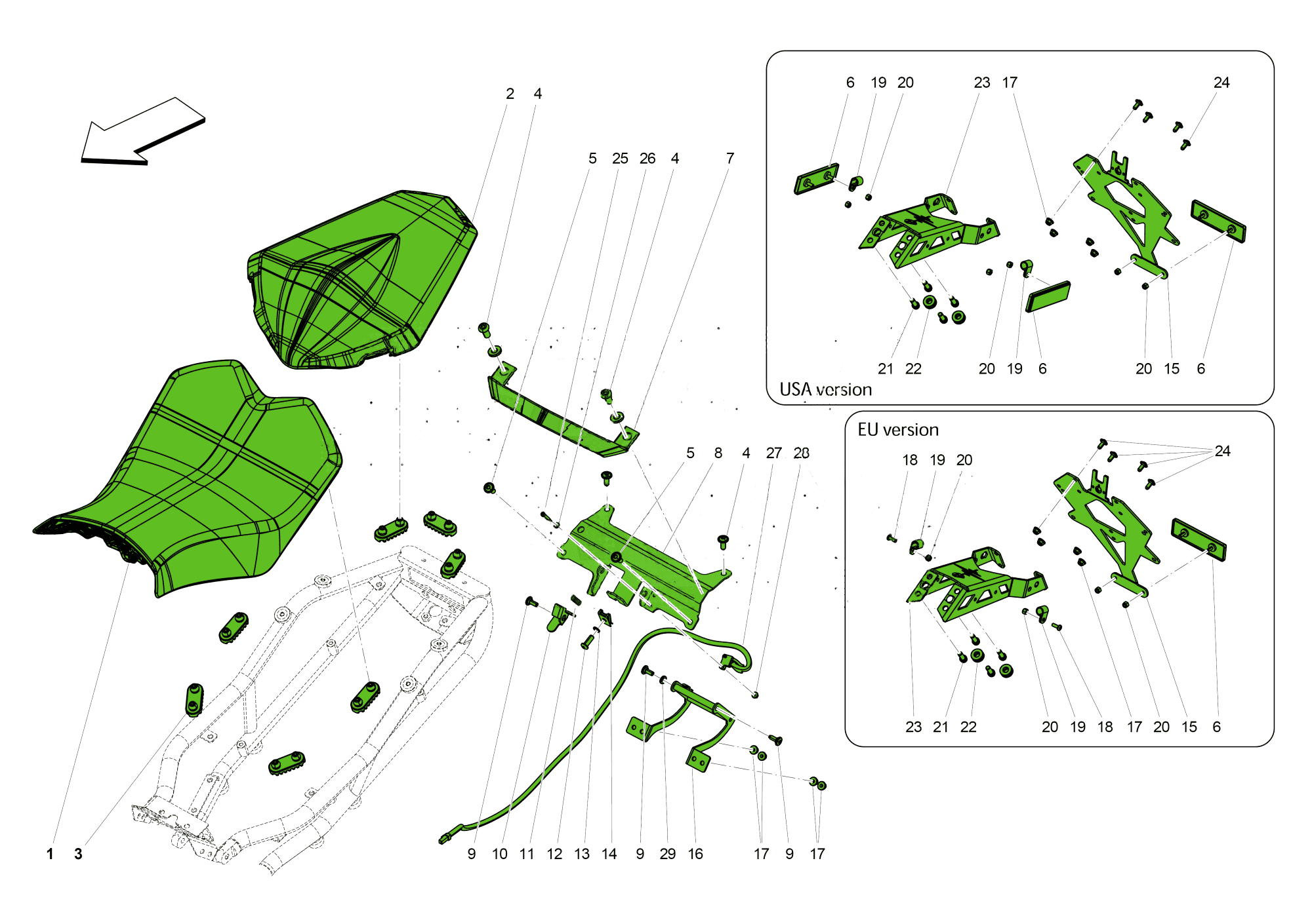 SADDLES AND LICENSE PLATE HOLDER