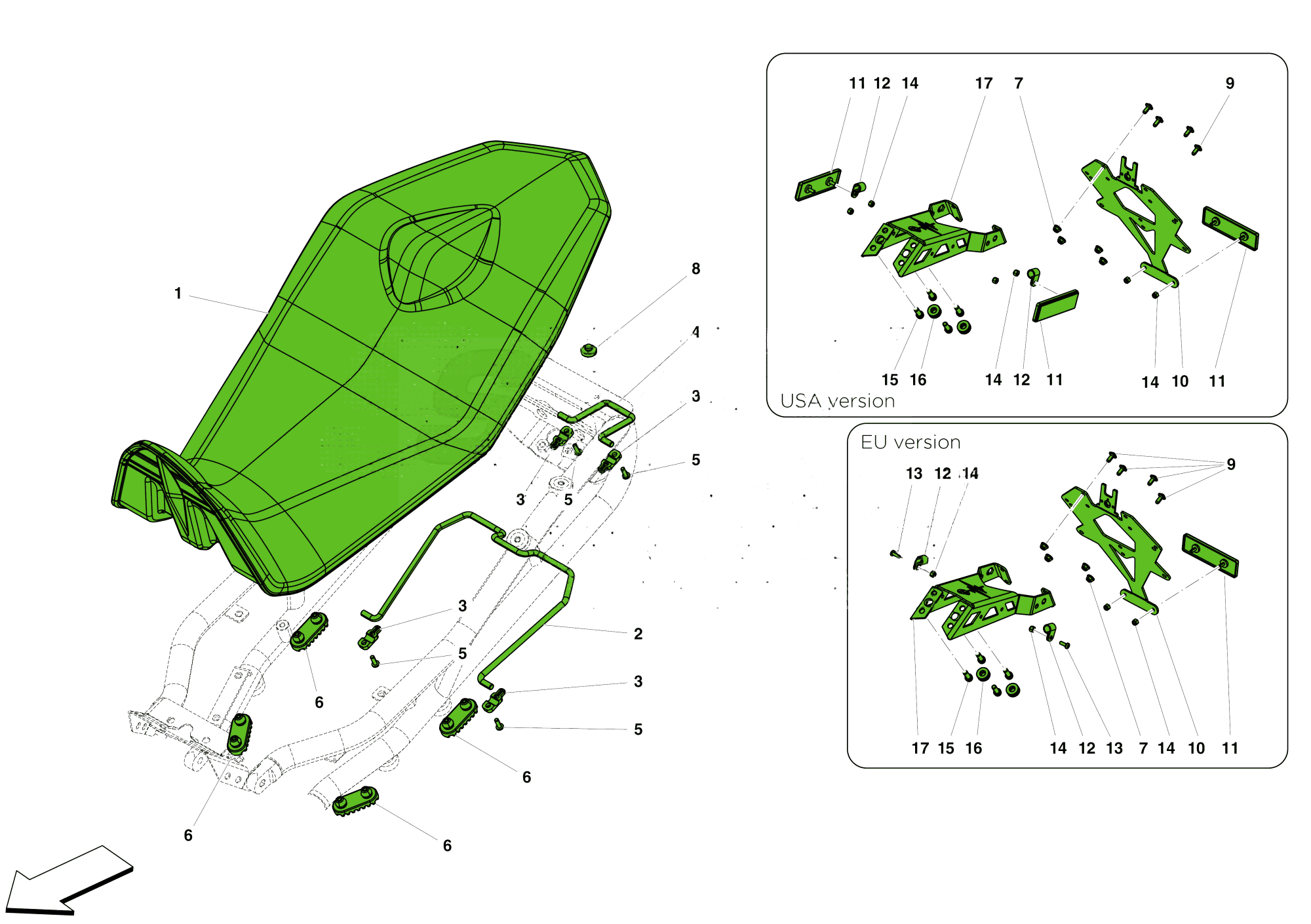 SEAT AND LICENSE PLATE HOLDER