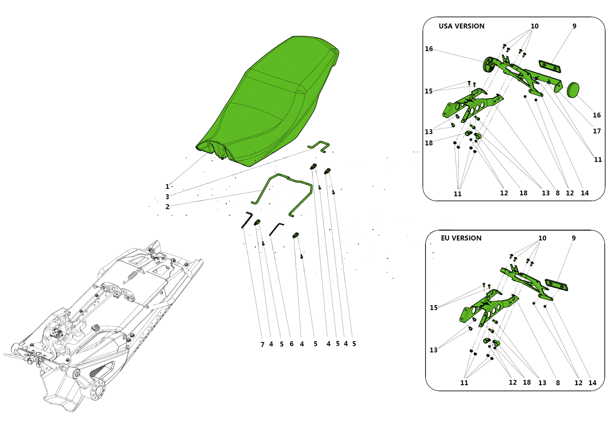 SEAT AND LICENSE PLATE HOLDER