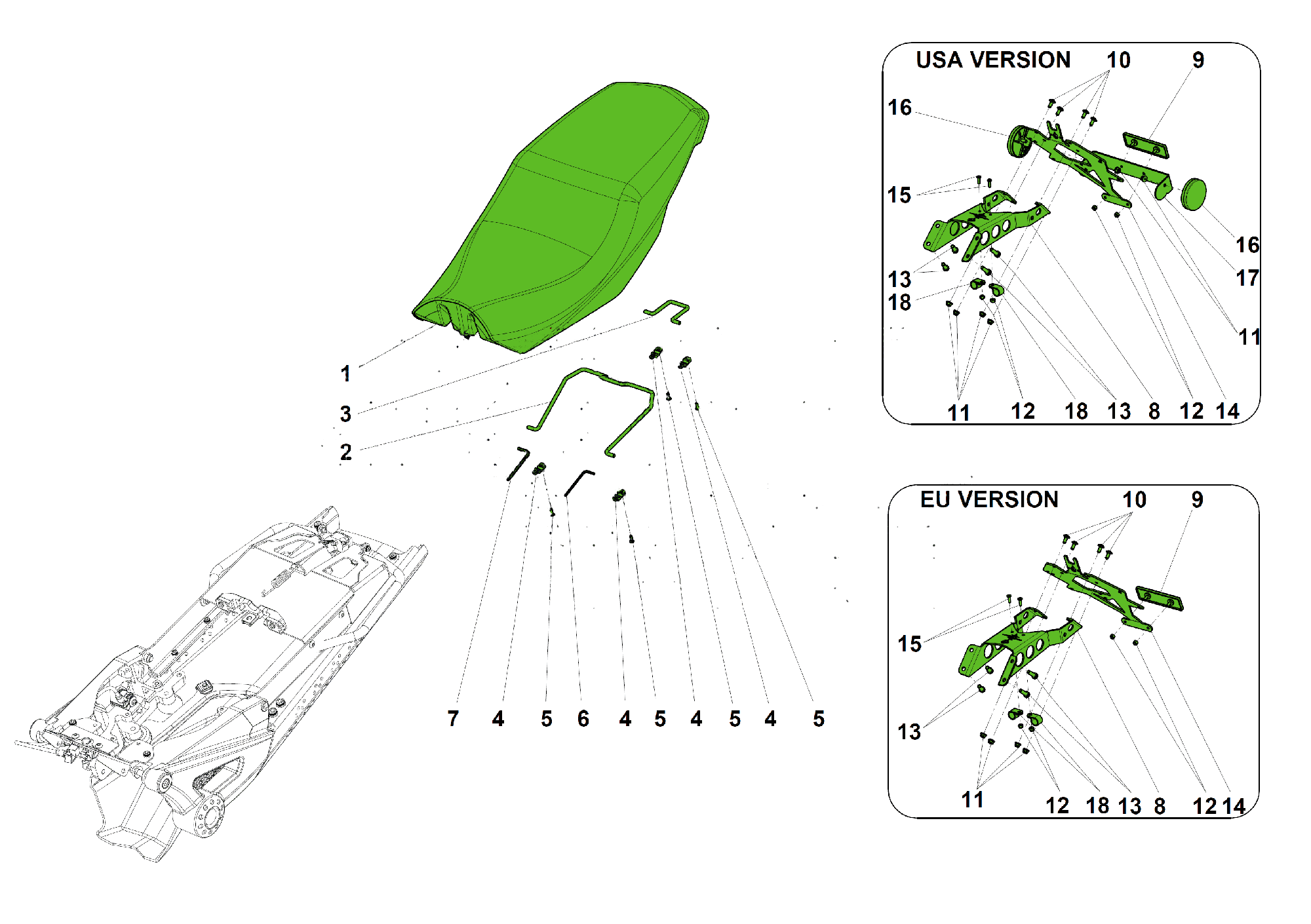 SEAT AND LICENSE PLATE HOLDER