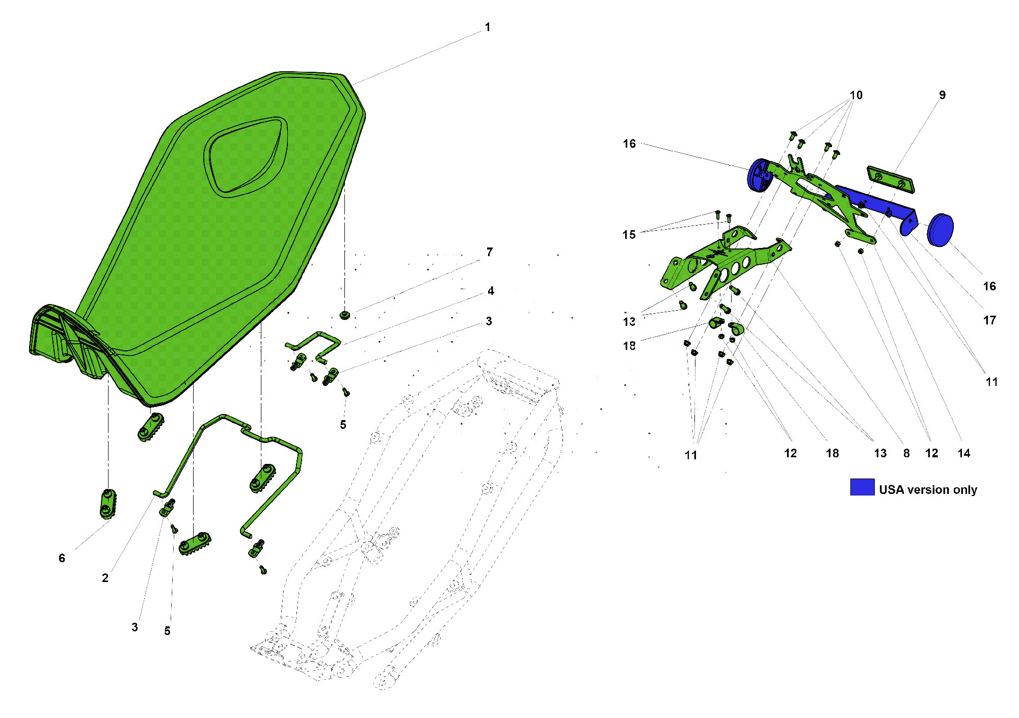 SEAT AND LICENSE PLATE