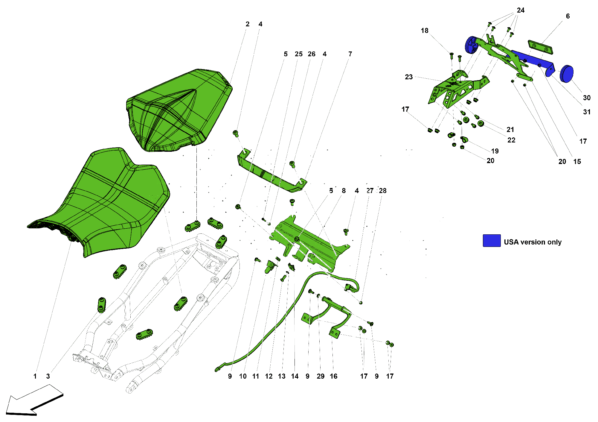 SEAT AND LICENSE PLATE